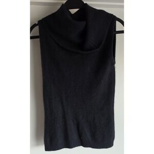 Takeout Sweater Vest Women M Black Sleeveless Angora Cowl Neck Pullover Top
